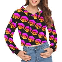 Hex Black Women's All Over Print Cropped Hoodie