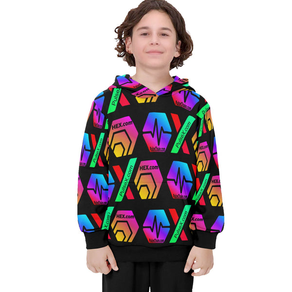 HPXdotCOM Black Big Boys' Long Sleeve Hoodie