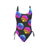Hex Pulse Combo Black Drawstring Side One-Piece Swimsuit