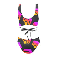 Hex Black Tapered Cross String Bikini Set