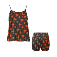 5555 Orange Women's Spaghetti Strap Cami Short Pajama Set