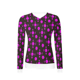 5555 Pink Women's All Over Print V-Neck Sweater