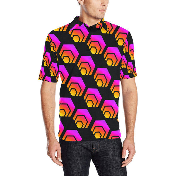 Hex Black Men's All Over Print Polo Shirt