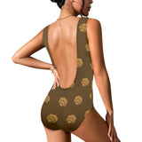 Hex Brown & Tan Women's Low Back One Piece Swimsuit