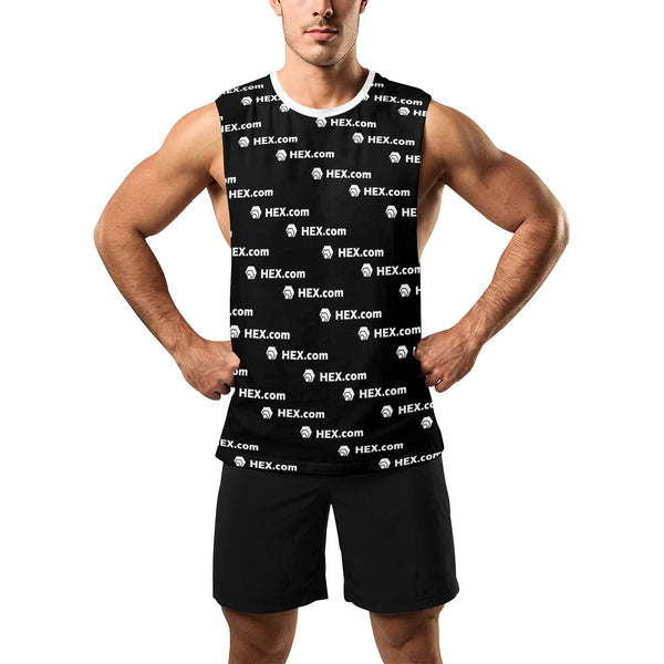 HEXdotcom Combo White Men's Open Sides Workout Tank Top