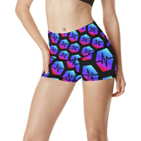 Pulse Black Women's All Over Print Yoga Shorts