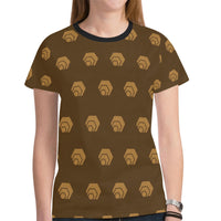 Hex Brown & Tan Women's All Over Print Mesh Cloth T-shirt