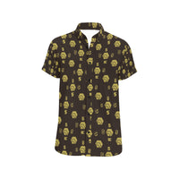 5555 Men's All Over Print Button Down Short Sleeve Shirt