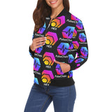 Hex Pulse TEXT Black Women's All Over Print Casual Jacket