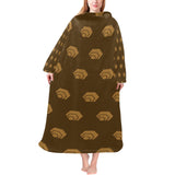 Hex Brown & Tan Blanket Robe with Sleeves for Adults