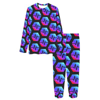 Pulse Black Women's All Over Print Pajama Set with Trouser Opening