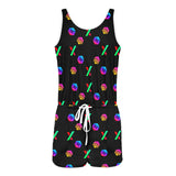 RH HPX Black All Over Print Vest Short Jumpsuit