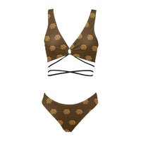 Hex Brown & Tan Cross String Bikini Set