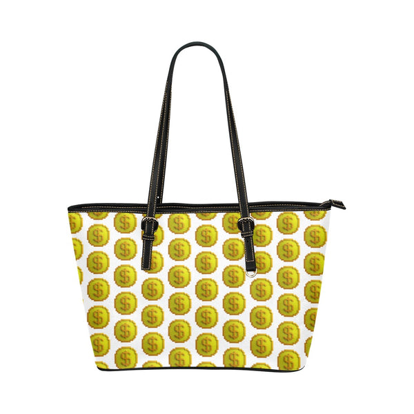 IM 3D WHT Leather Tote Bag