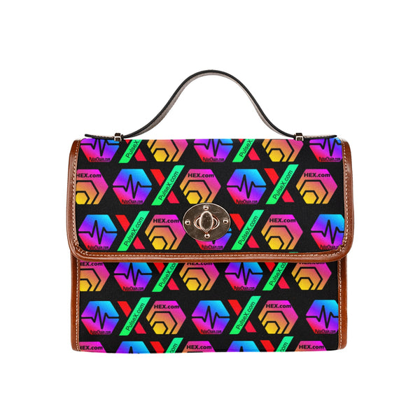 HPXdotCOM Black All Over Print Waterproof Canvas Bag