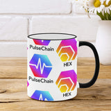 Hex Pulse TEXT Custom Ceramic Mug With Colored Rim and Handle (11oz)