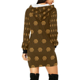 Hex Brown & Tan Women's All Over Print Hoodie Mini Dress