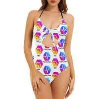 Hex Pulse TEXT Backless Bow Hollow Out Swimsuit
