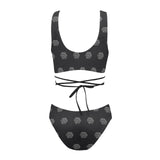Hex Black & Grey Cross String Bikini Set