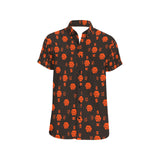 5555 Orange Men's All Over Print Button Down Short Sleeve Shirt