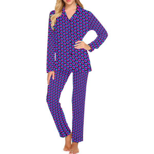 Pulses Small Black Women's Long Pajama Set