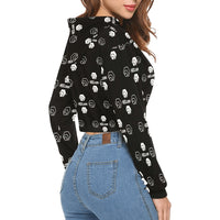 Hex Dot Com White Women's All Over Print Cropped Hoodie