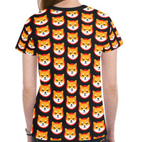 Shiba Inu Black Women's All Over Print Mesh Cloth T-shirt