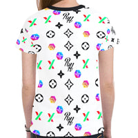 RH HPX Color Black Women's All Over Print Mesh Cloth T-shirt