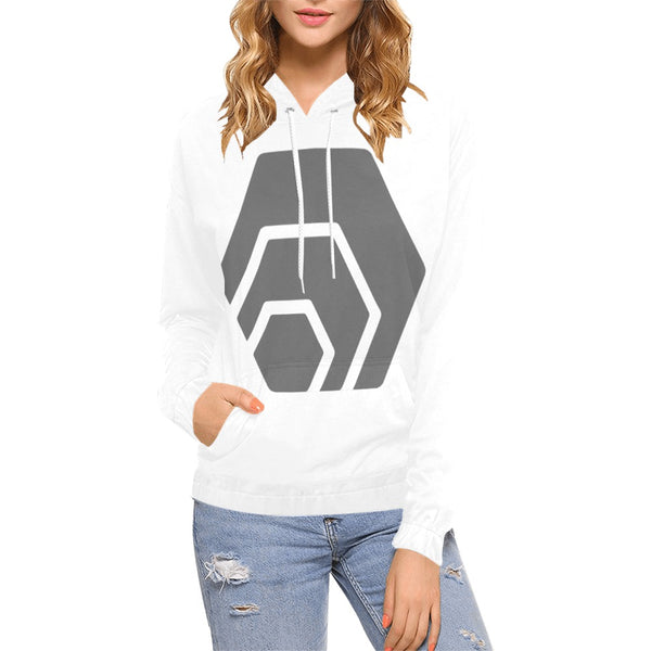 Hex Grey Logo White Women's All Over Print Hoodie