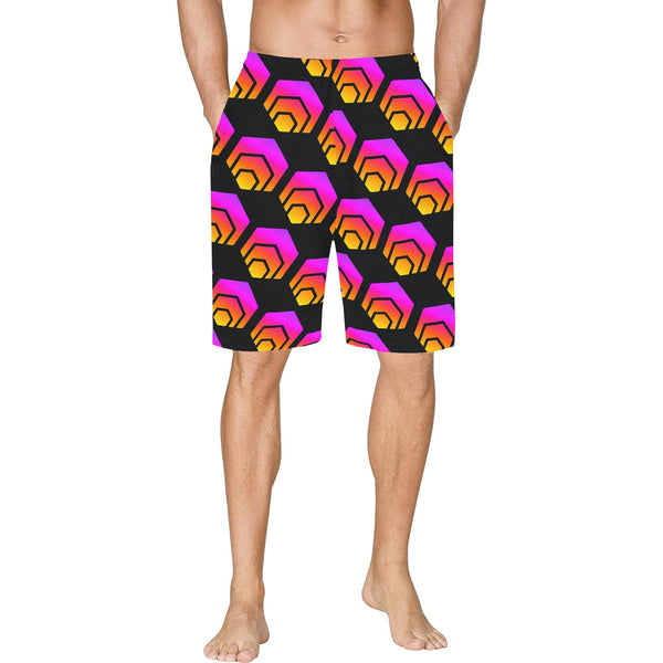 Hex Black All Over Print Basketball Shorts With Pockets