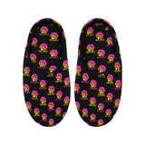 Hex Color Dot Com Black Men's Non-Slip Cotton Slippers