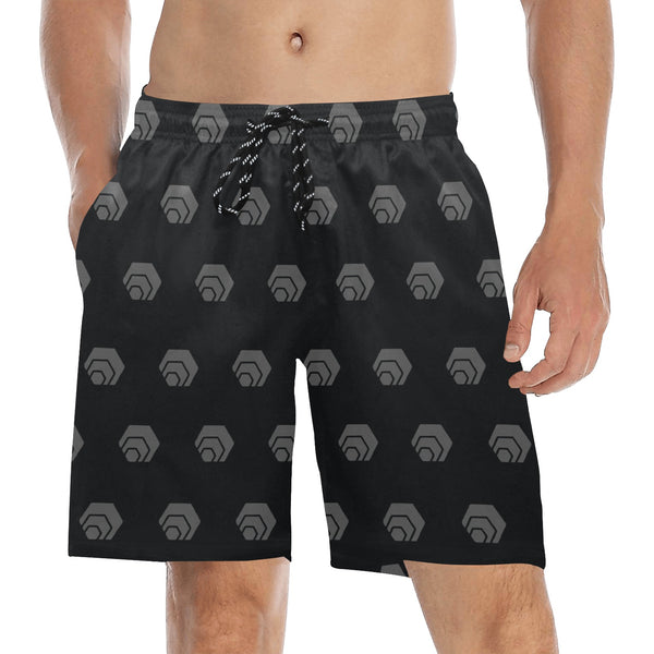 Hex Black & Grey Men's Mid-Length Beach Shorts