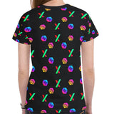 HPX Black Women's All Over Print Mesh Cloth T-shirt