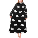Hex White Black Blanket Robe with Sleeves for Adults