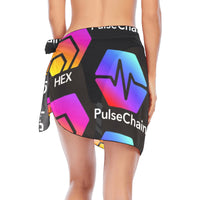 Hex Pulse TEXT Black Special Edition Women's Beach Sarong Wrap - Crypto Wearz
