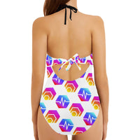 Hex Pulse Combo Backless Bow Hollow Out Swimsuit