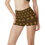 Hex Brown & Tan Women's All Over Print Yoga Shorts