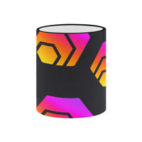 Hex Black Tapered Custom Ceramic Mug With Colored Rim and Handle (11oz)