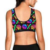 HPXdotCOM Black Women's All Over Print Sports Bra