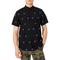 Pulse Small Black Men's AOP Short Sleeve Shirt with Chest Pocket