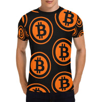 Bitcoin Black & Orange Men's All Over Print T-shirt