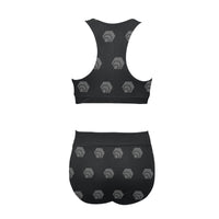 Hex Black & Grey Sports Crop Top Bikini Set