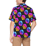 Hex Pulse Combo Black Men's All Over Print Hawaiian Shirt With Chest Pocket