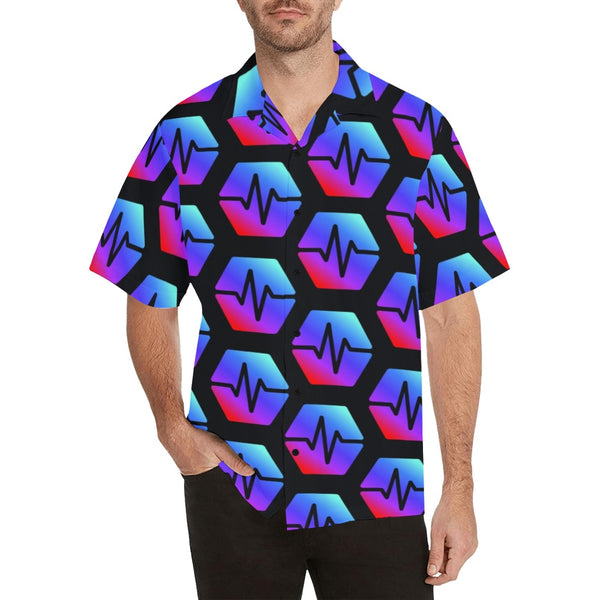 Pulse Black Men's All Over Print Hawaiian Shirt