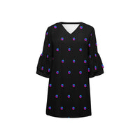 Pulse Small Black Half Sleeves V-Neck Mini Dress