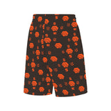 5555 Orange All Over Print Basketball Shorts With Pockets