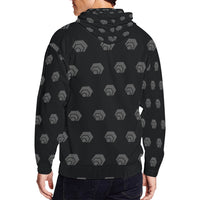 Hex Black & Grey Men's All Over Print Full Zip Hoodie