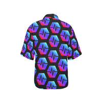 Pulse Black All Over Print Hawaiian Shirt for Women