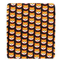 Shiba Inu Black Pom Pom Fringe Blanket 60"x80"