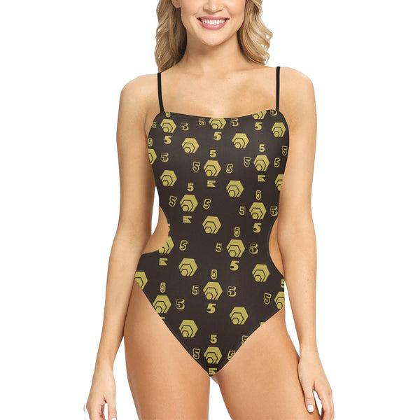 5555 Women Cut Out Sides One Piece Swimsuit